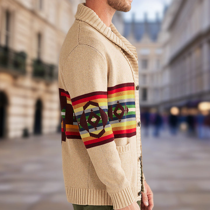 Herren Strickcardigan mit farbenfrohem Muster und lässigem Schnitt Drune