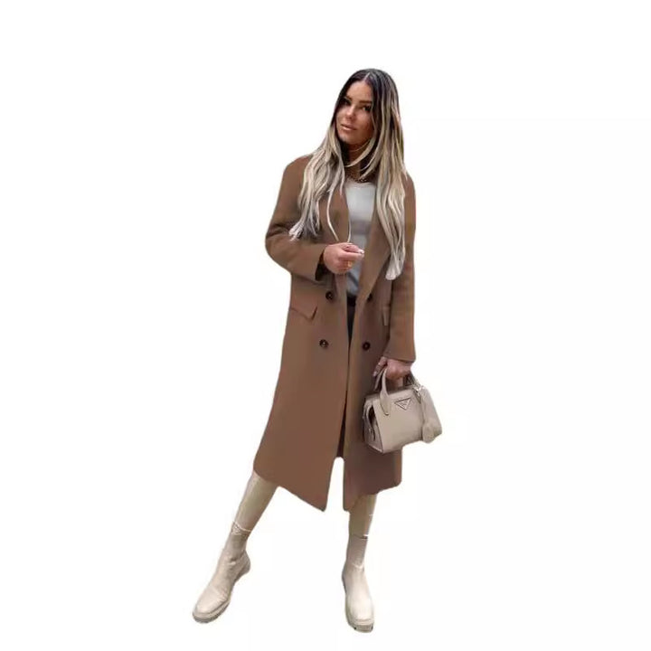 Damen Eleganter und zeitloser Wool Coat mit Doppelreiher Drune