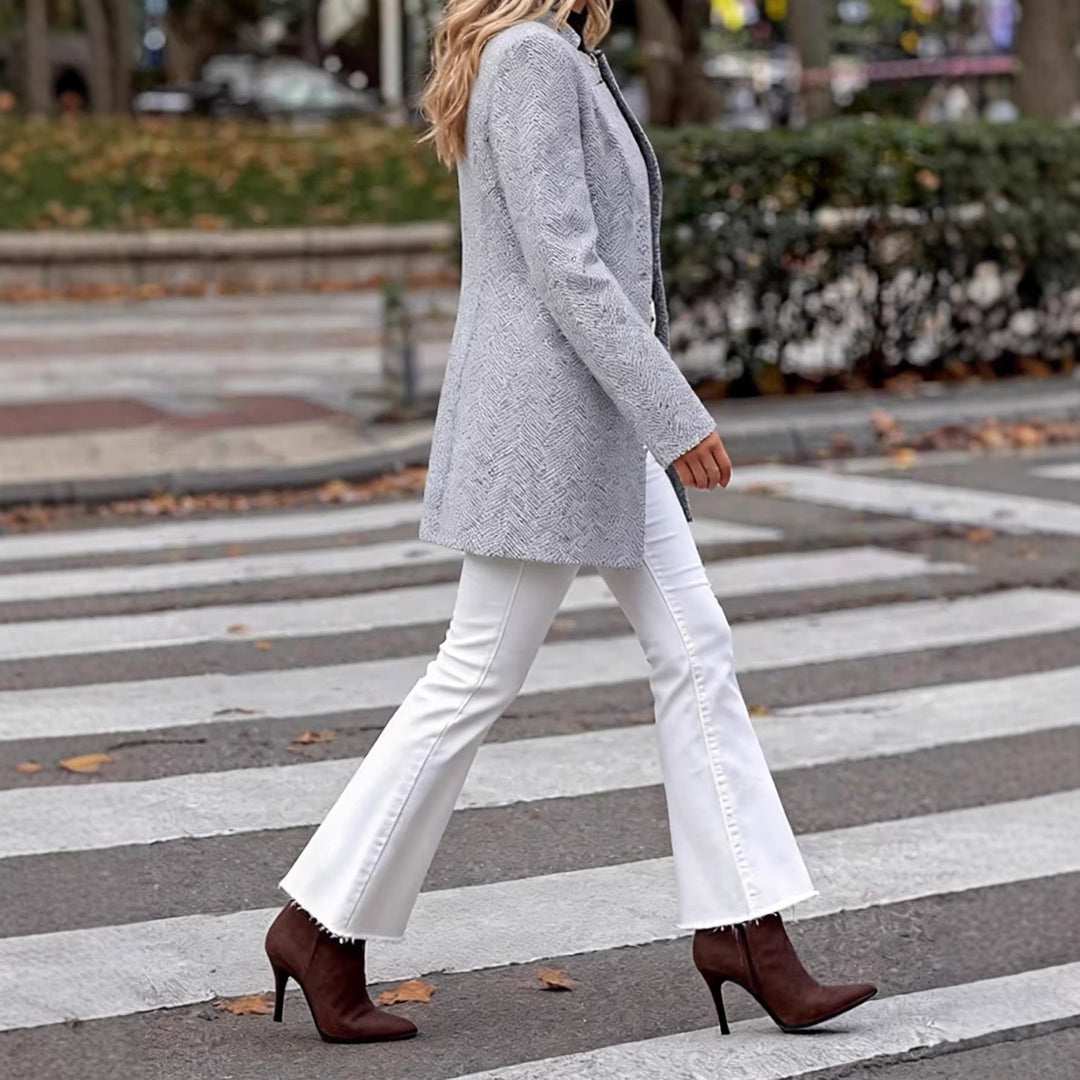 Damen schicke Langblazer aus strukturiertem Stoff mit elegantem Schnitt Drune