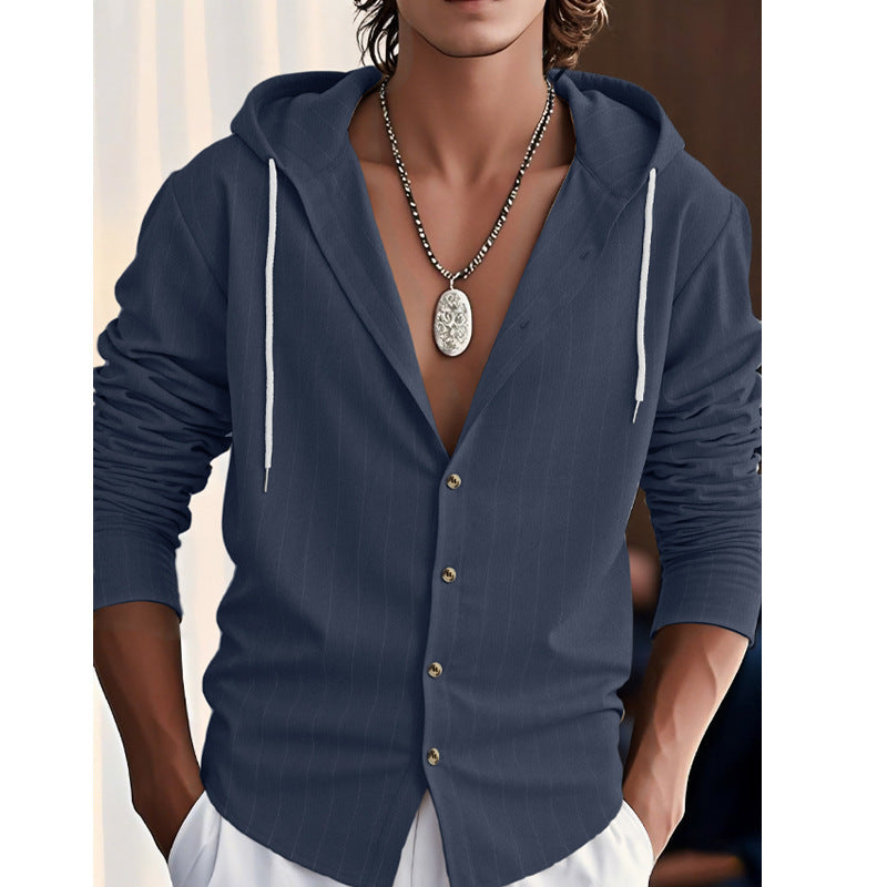 Herren lässige und modische Hemdjacke mit Kapuze Drune