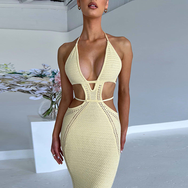 Damen Strick-Tankkleid mit cut-out Details und länglichem Schnitt Drune
