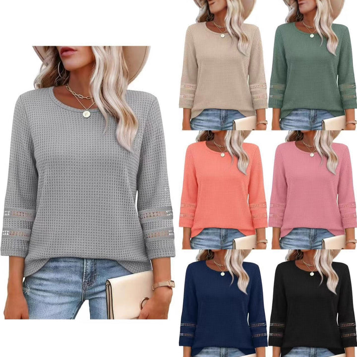 Damen lässiges Longsleeve-Oberteil mit Spitzen-Details Drune