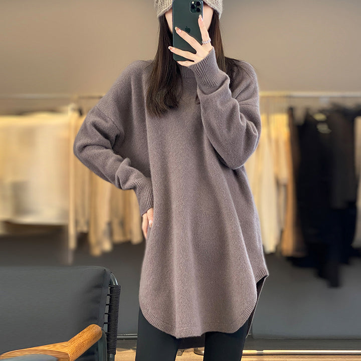 Damen Oversized Strickpullover mit asymmetrischem Saum Drune