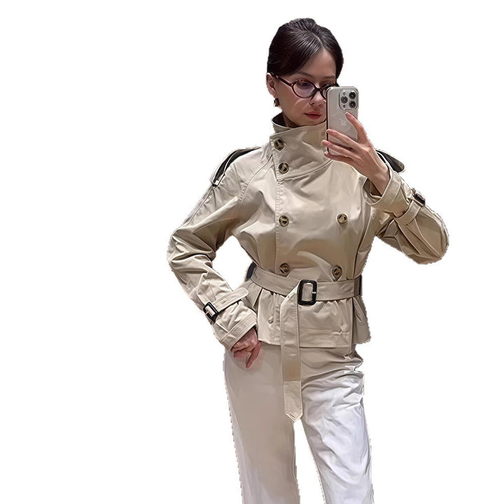 Damen Trenchcoat mit taillierter Silhouette und doppelter Knopfleiste Drune