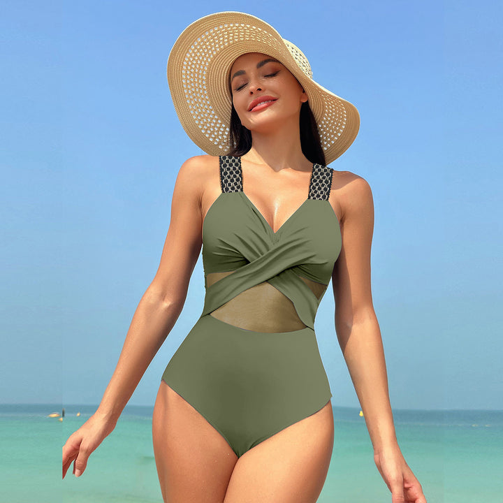 Damen Einteiliger Badeanzug mit stylishen Mesh-Elementen Drune