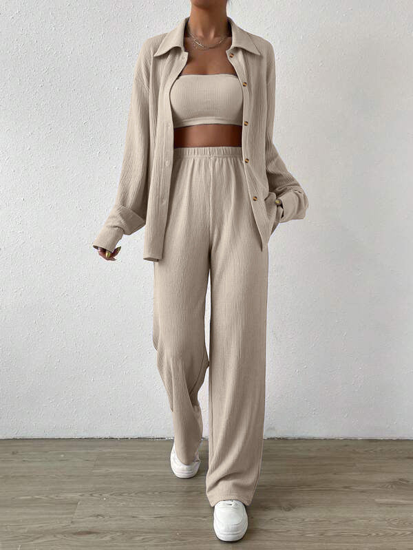 Damen Zweiteiliges Lounge-Set mit Oberteil und weiter Hose Drune