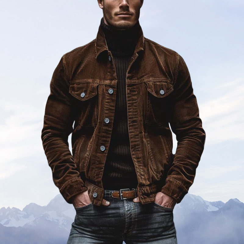 Herren modische Kordjacke mit praktischen Taschen und klassischem Schnitt Drune