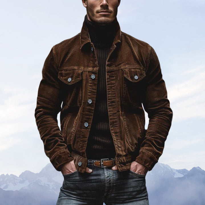 Herren modische Kordjacke mit praktischen Taschen und klassischem Schnitt Drune