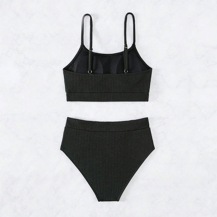 Damen Bikini-Set mit hoher Taille und strukturiertem Oberteil Drune