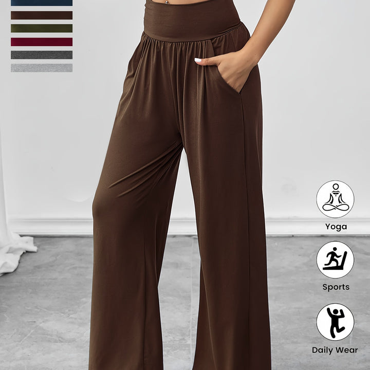 Damen gemütliche Freizeithose mit elastischem Bund und Seitentaschen Drune
