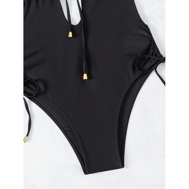 Damen Einteiler Badeanzug mit raffiniertem Cut-Out und verstellbaren Schnürungen Drune