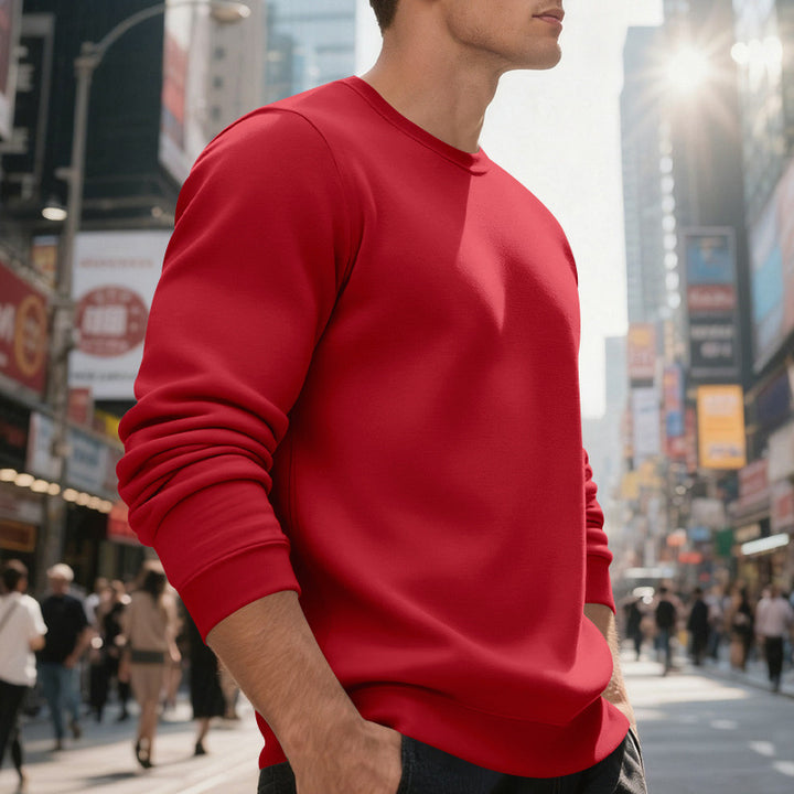 Herren lässiger Rundhals-Sweatshirt aus hochwertigem Baumwollmix mit strukturiertem Material Drune
