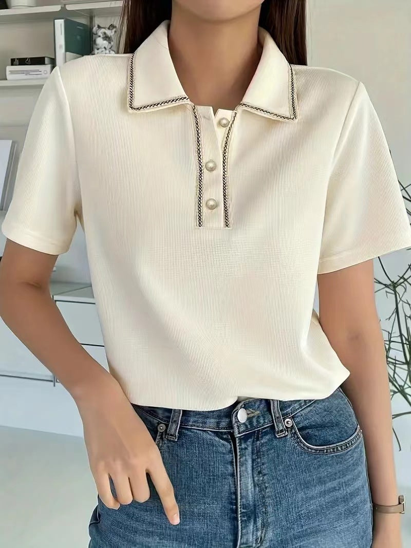 Damen Polo-Shirt mit Perlendetail Drune