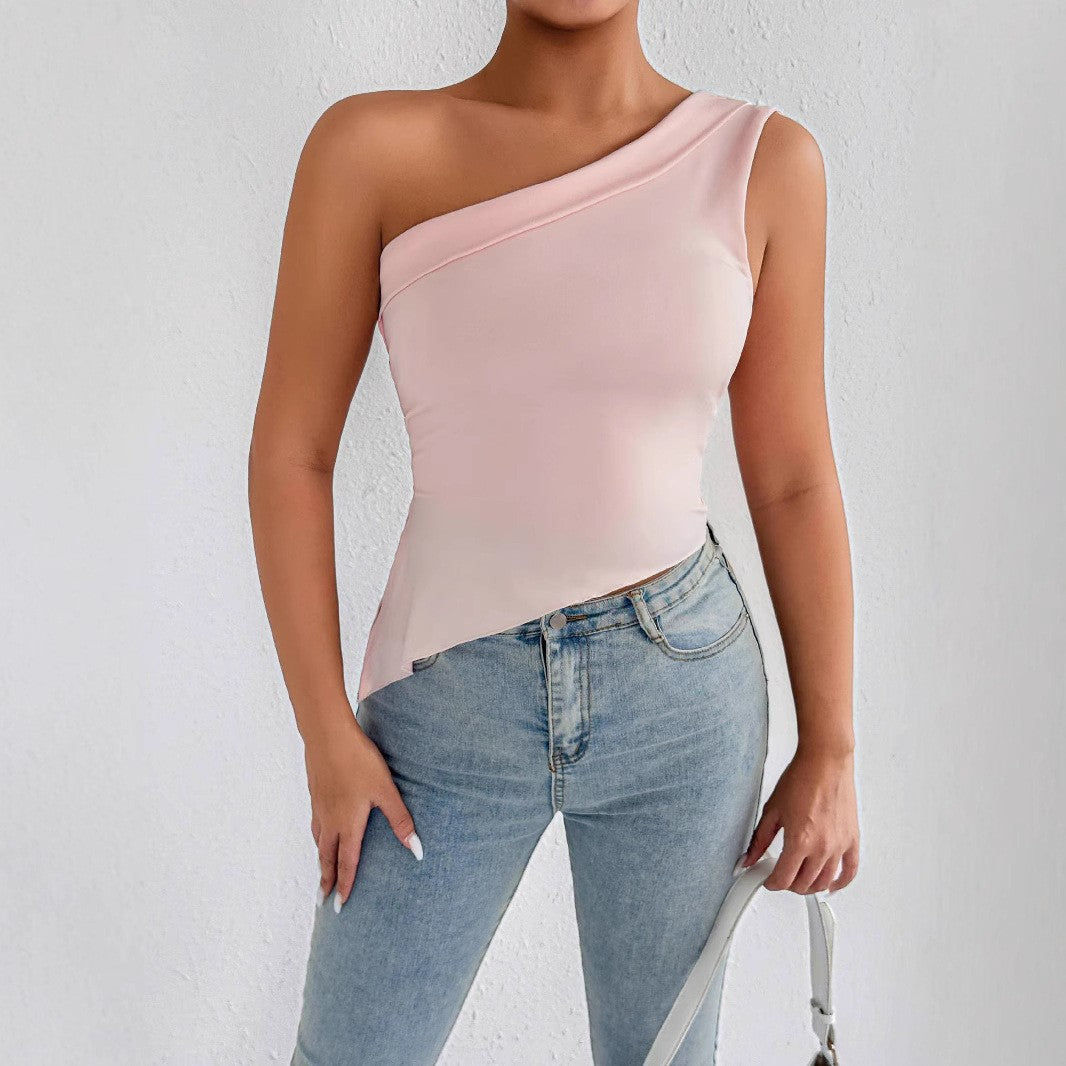 Damen Elegantes asymmetrisches Top mit einem Schulterdesign Drune