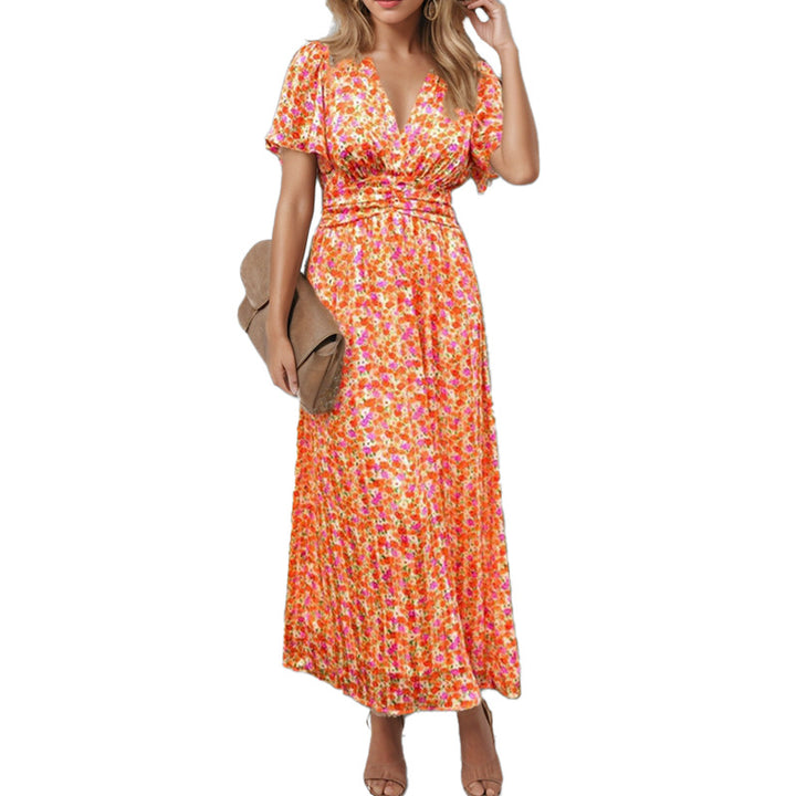 Damen Maxikleid mit floralem Schnitt und elegantem Wickeloberteil Drune