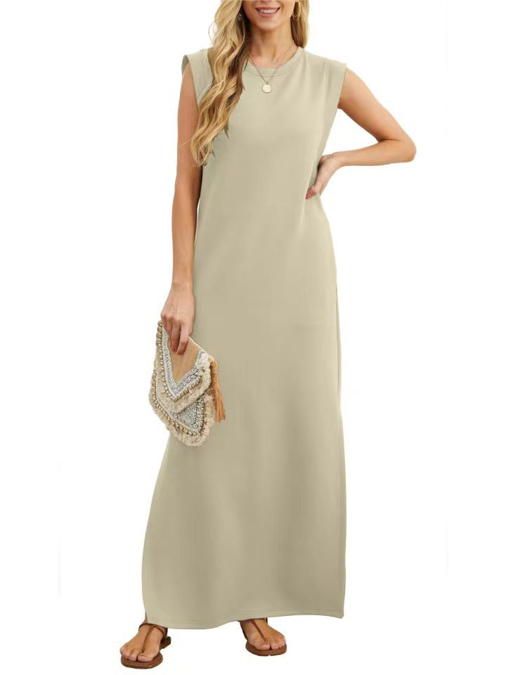 Damen Maxikleid mit modernen Schulterdetails und fließendem Schnitt Drune