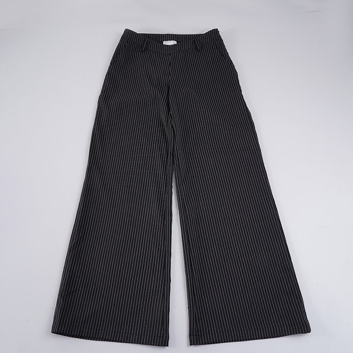 Damen weite Palazzo-Hose mit eleganten Streifen und hohem Bund Drune