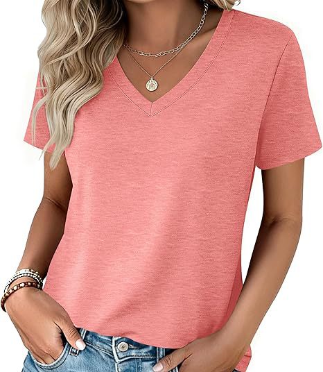 Damen Basic T-Shirt mit rundem Ausschnitt und Kurzarm Drune