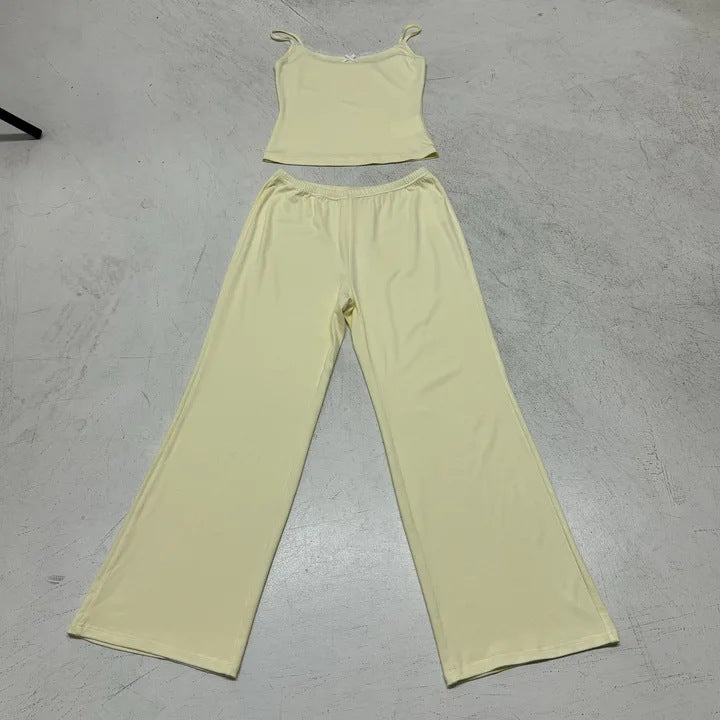 Damen Lounge-Anzug mit elegantem Spaghetti-Trägertop und weitem Schnitt Drune