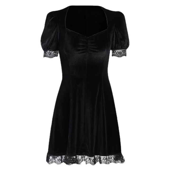 Damen Verspieltes Mini-Kleid mit Puffärmeln und zarter Spitze Drune