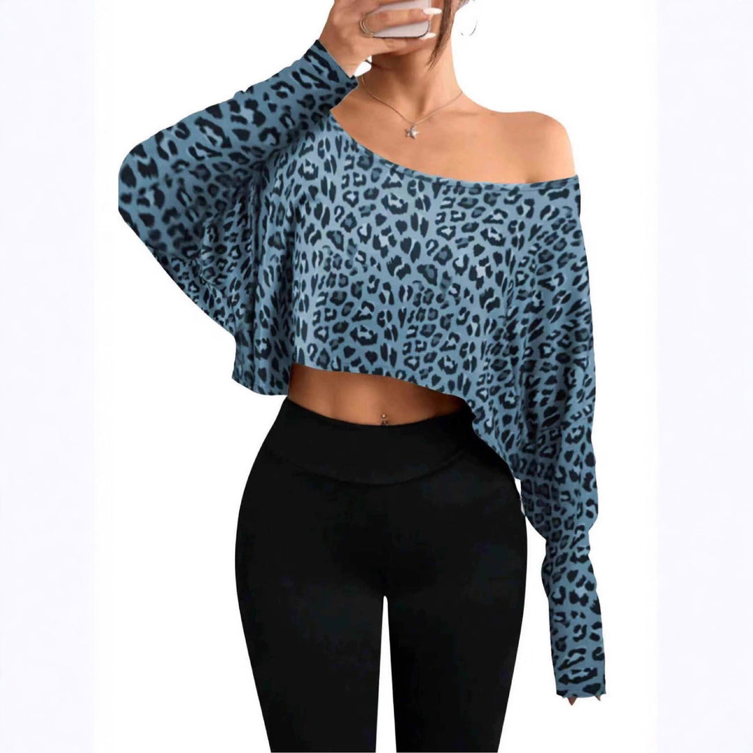 Damen Cropped Sweater mit lässigem Leopardenmuster Drune