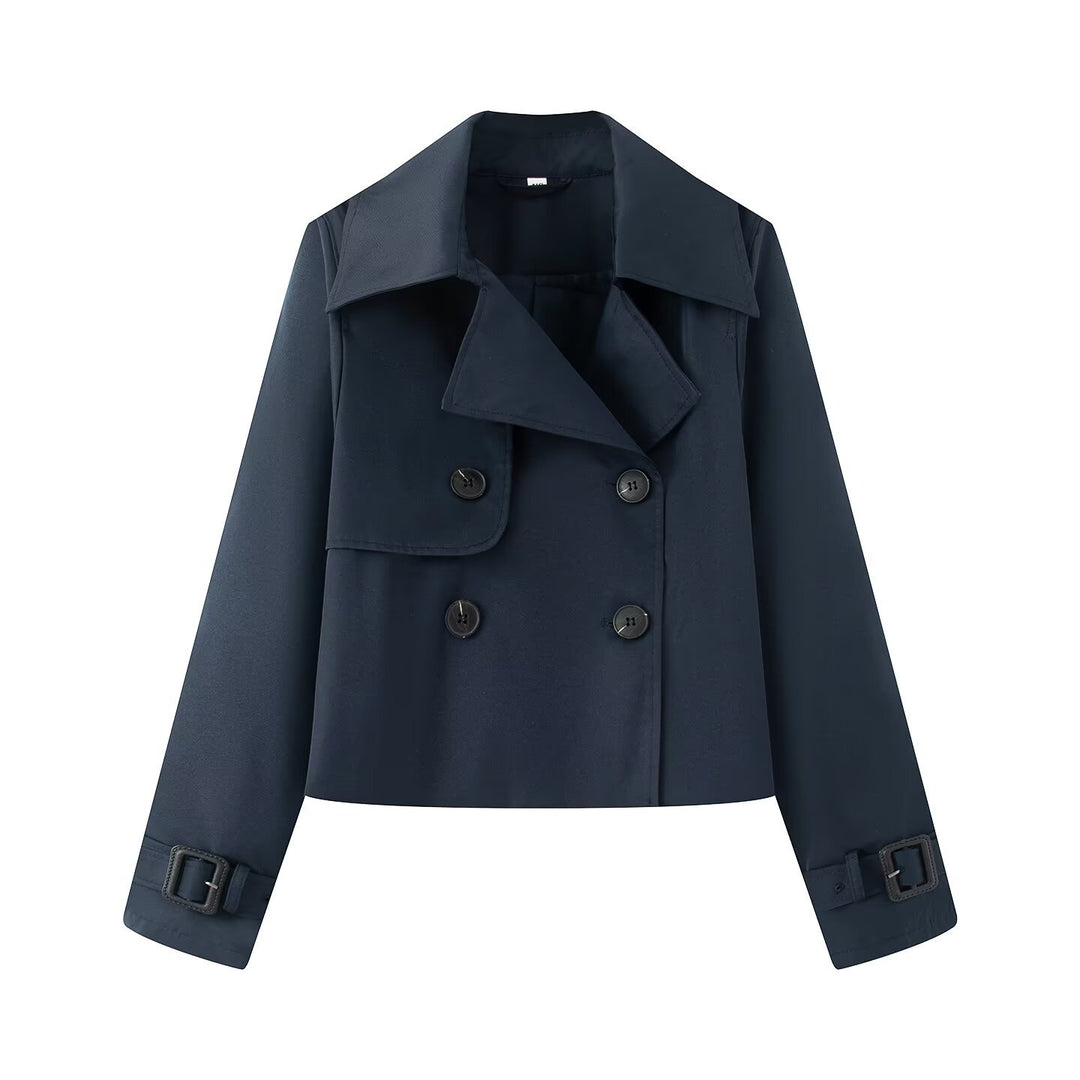 Damen elegante Trenchcoat-Jacke mit klassischen Details Drune