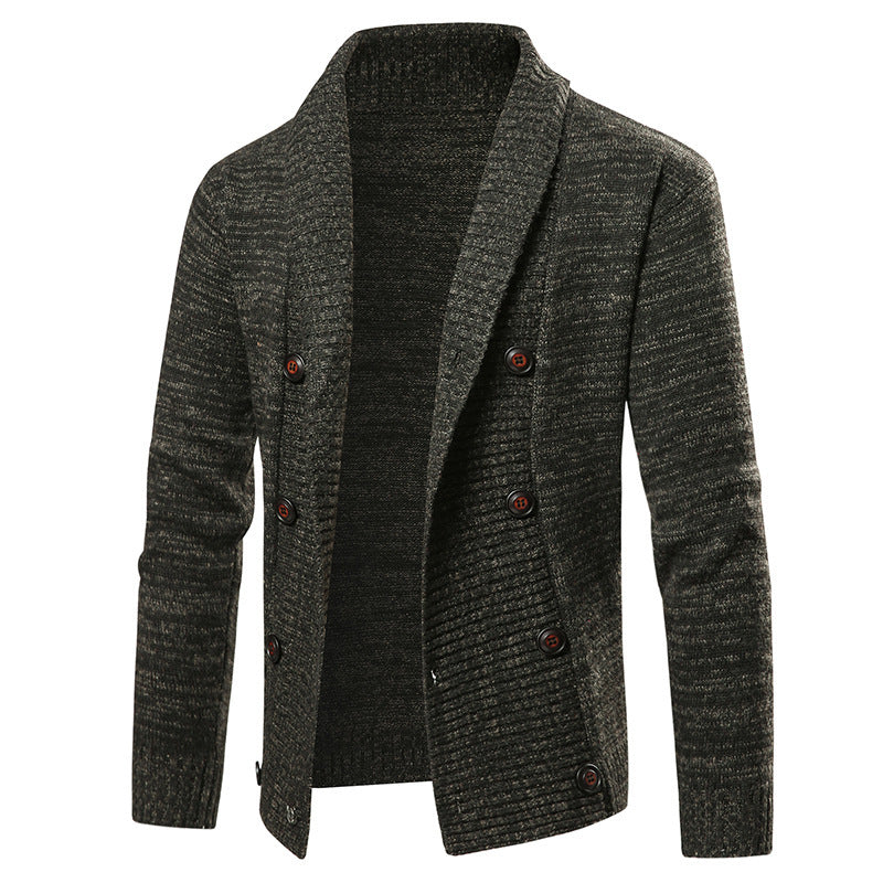Herren hochwertige Strickjacke mit großem Revers und Knopfdetail Drune