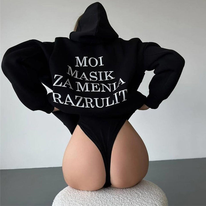 Damen Urbaner Kapuzenpullover mit verspieltem Schriftzug Drune