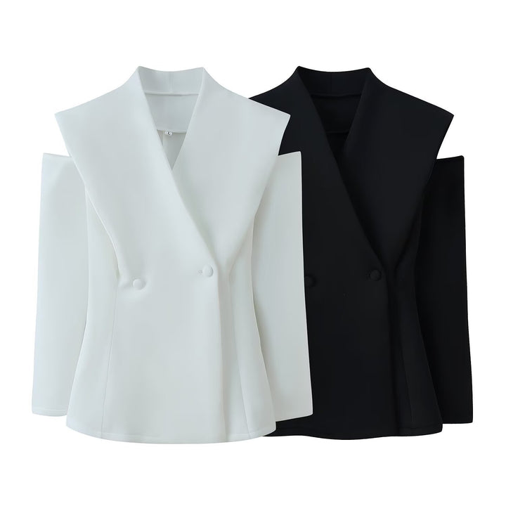 Damen elegante Blazerjacke mit modernem Schnitt und außergewöhnlichem Kragen Drune