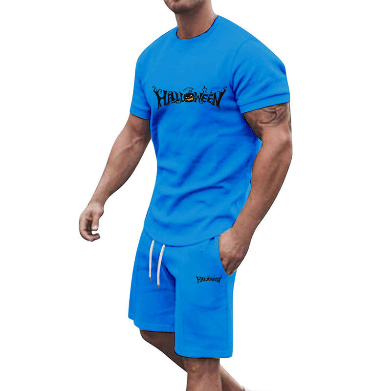 Herren lässiges Halloween-Set mit T-Shirt und Shorts Drune