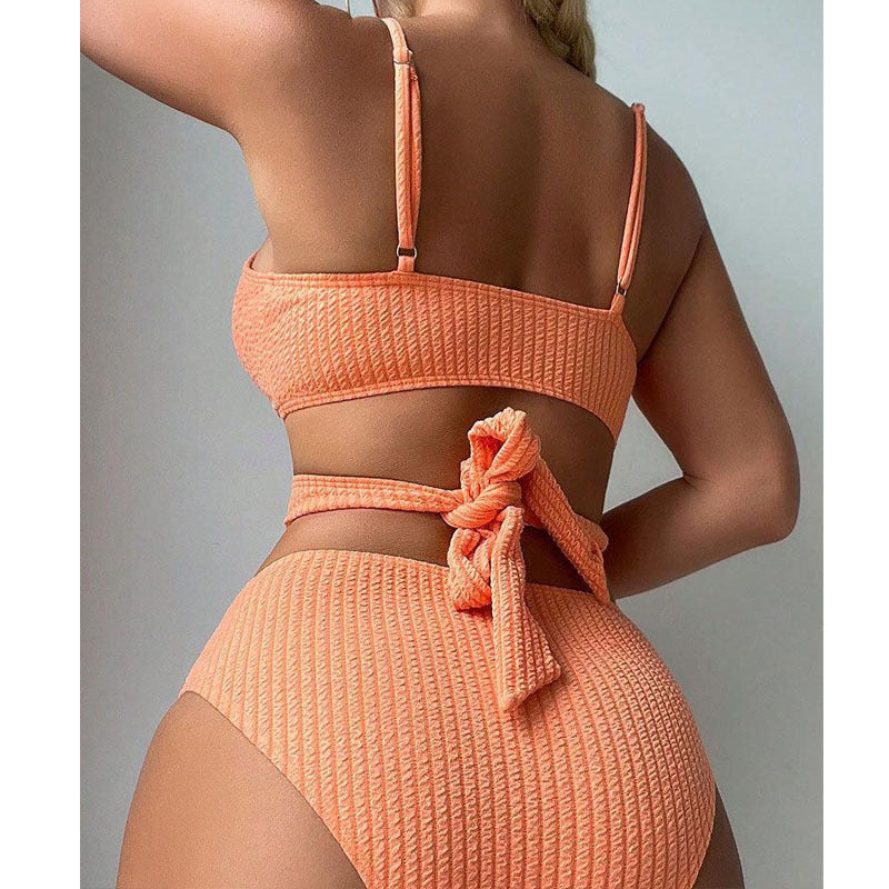 Damen Hochgeschnittener Bikini mit raffiniertem Wickeldesign Drune