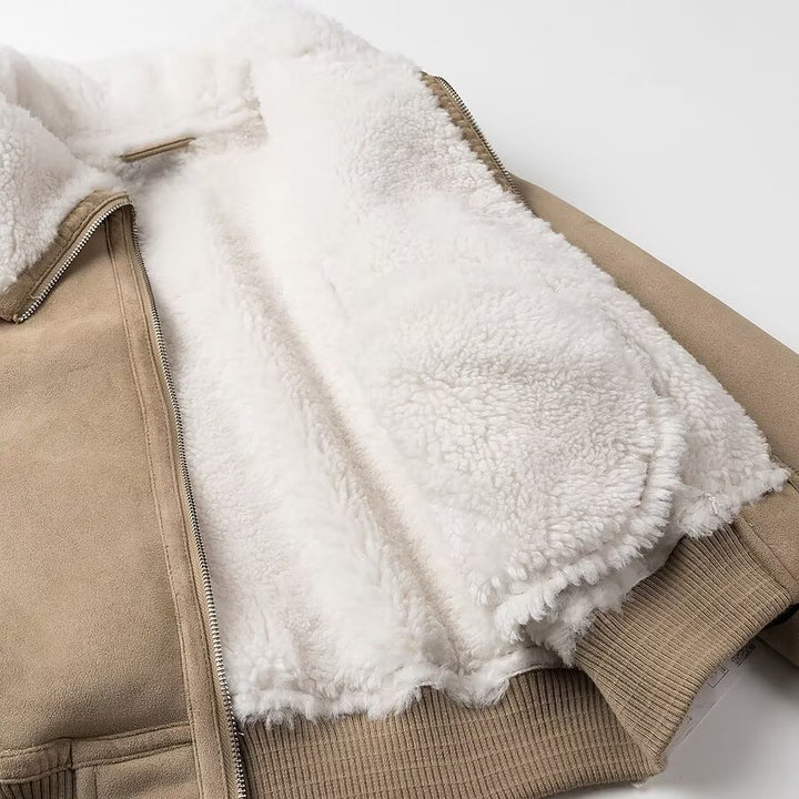 Damen elegante Steppjacke mit weichem Kunstfellkragen und praktischen Taschen Drune