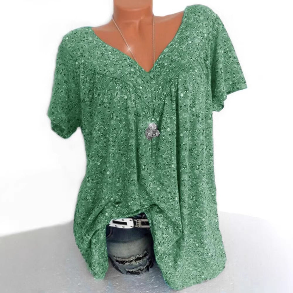 Damen lässige Bluse mit floralen Motiven und luftigen Ärmeln Drune