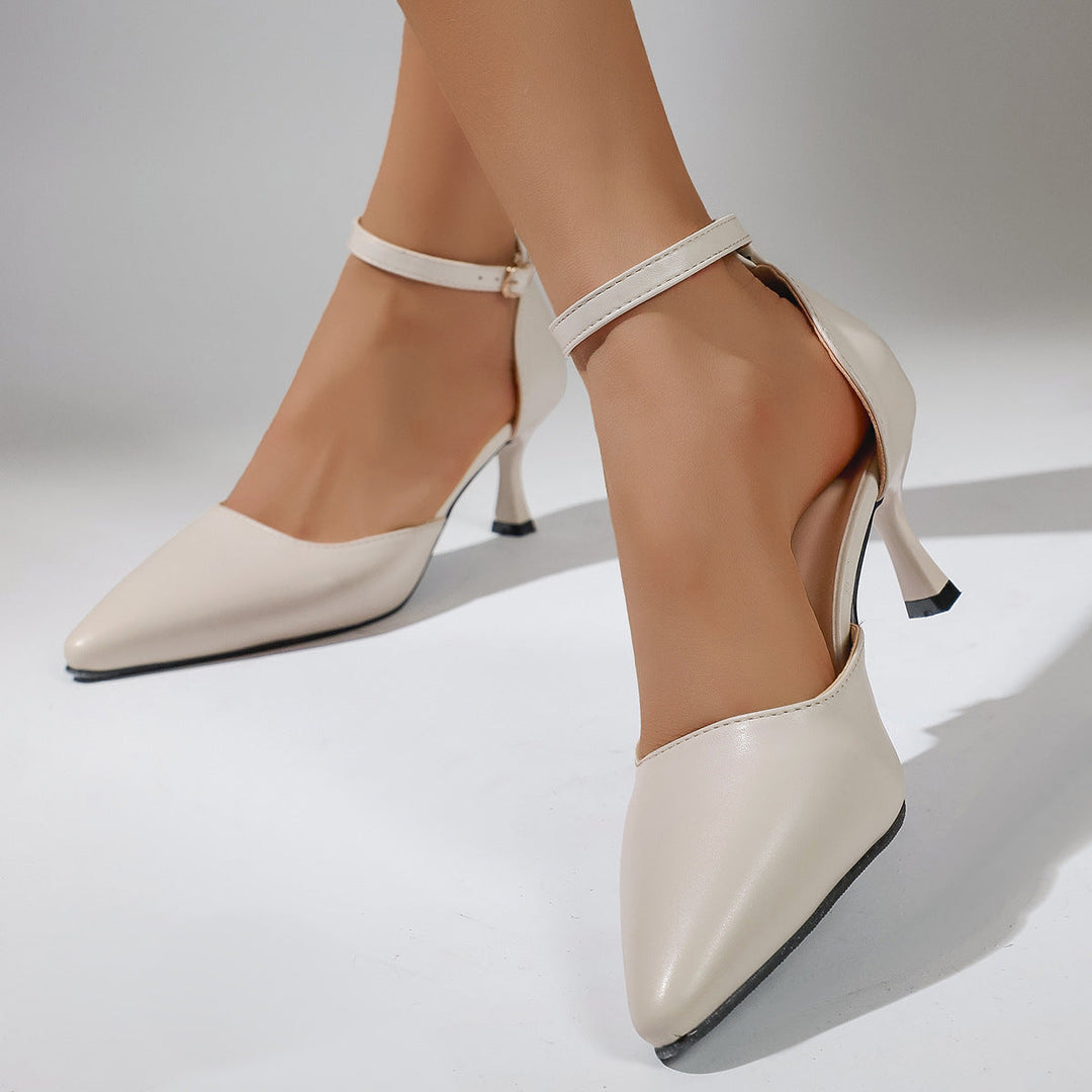Damen elegante Slingback-Pumps mit schmalem Absatz und modischem Knöchelriemen Drune