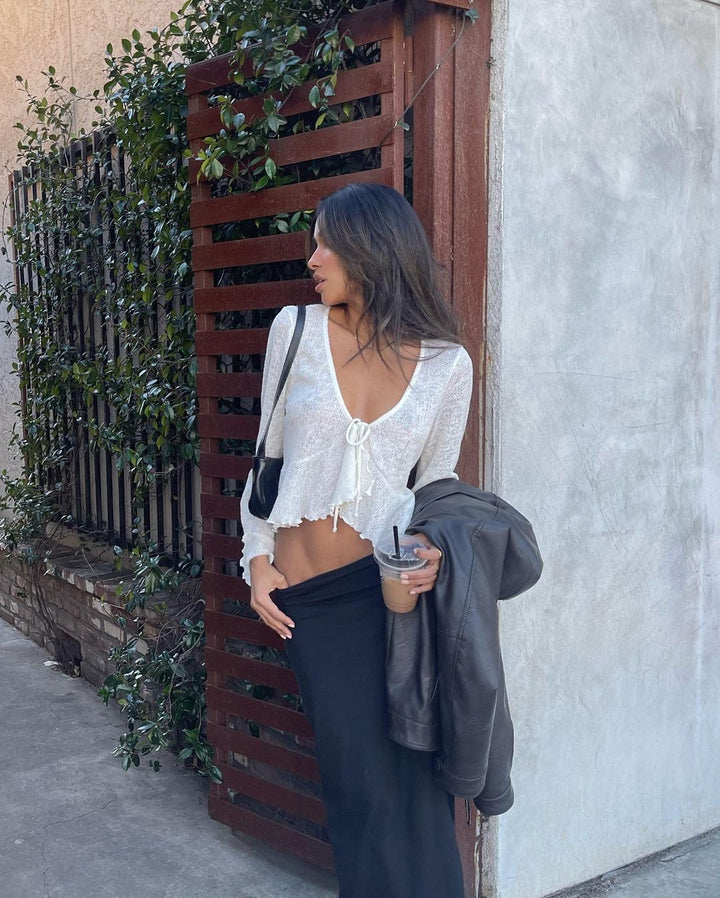 Damen Luftiges Crop-Top mit femininer Schnürung und lässigem Design Drune