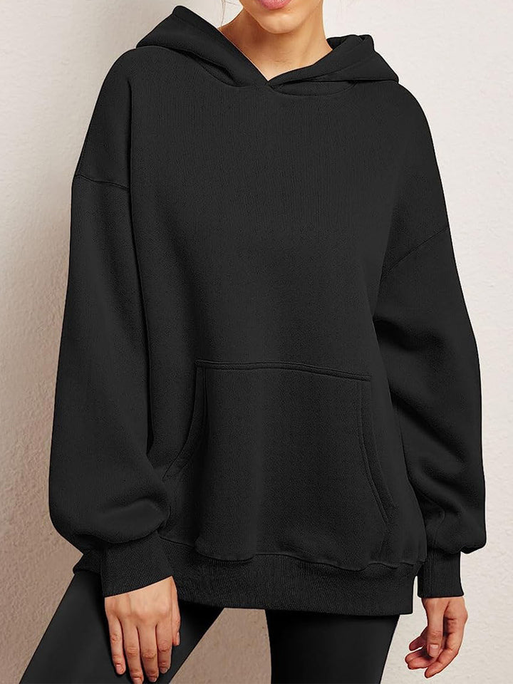 Damen Oversized Kapuzenpullover mit praktischen Taschen und elastischen Bündchen Drune