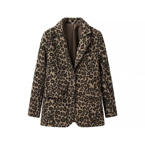 Damen elegante Leopardenblazerjacke Drune