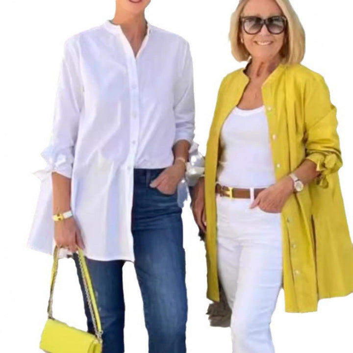 Damen luftiger Longblazer mit elastischen Ärmeln Drune