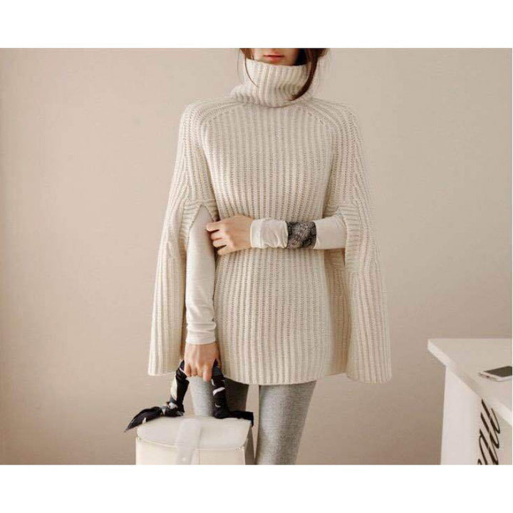 Damen Modepullover mit Rollkragen und Gürtel Drune
