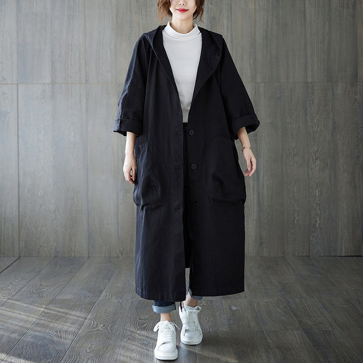 Damen Oversized Kapuzenmantel mit praktischen Taschen Drune