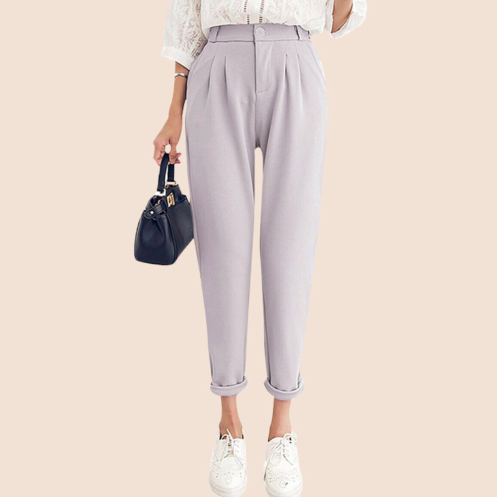 Damen Elegante Chino-Hose mit Bundfalten und hohen Taschen Drune