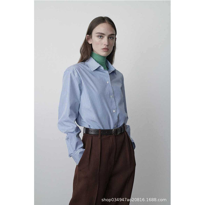 Damen Gestreifte Hemdbluse im modernen Oversize-Schnitt Drune