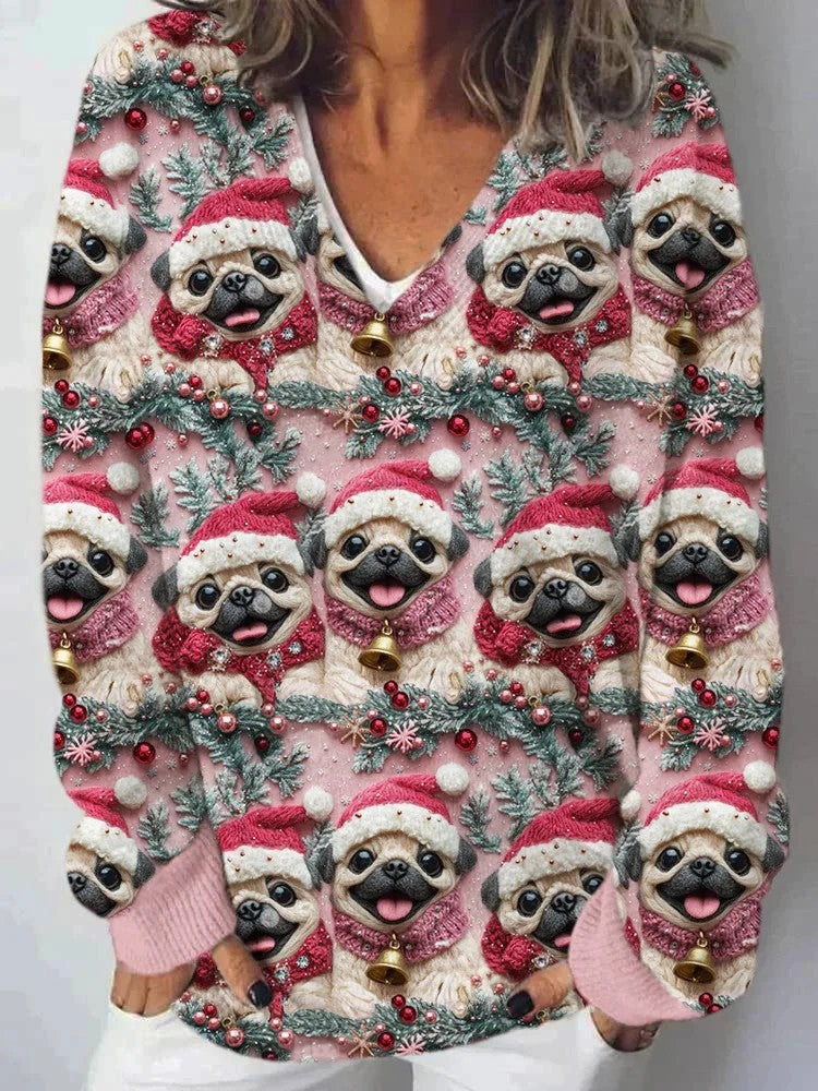 Damen Strickpullover mit kunstvollem Landschaftsmuster Drune