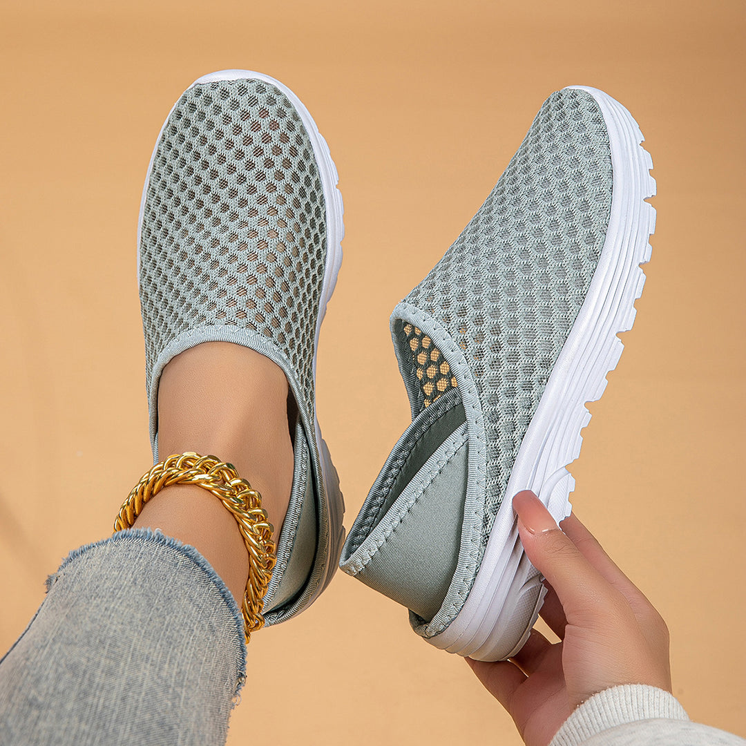 Damen nan luftige Schlupfsneaker mit Honigwaben-Strickoberteil und gedämpfter Komfortsohle Drune