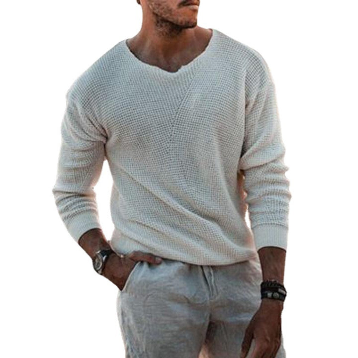 Herren Pullover mit V-Ausschnitt und strukturiertem Design Drune