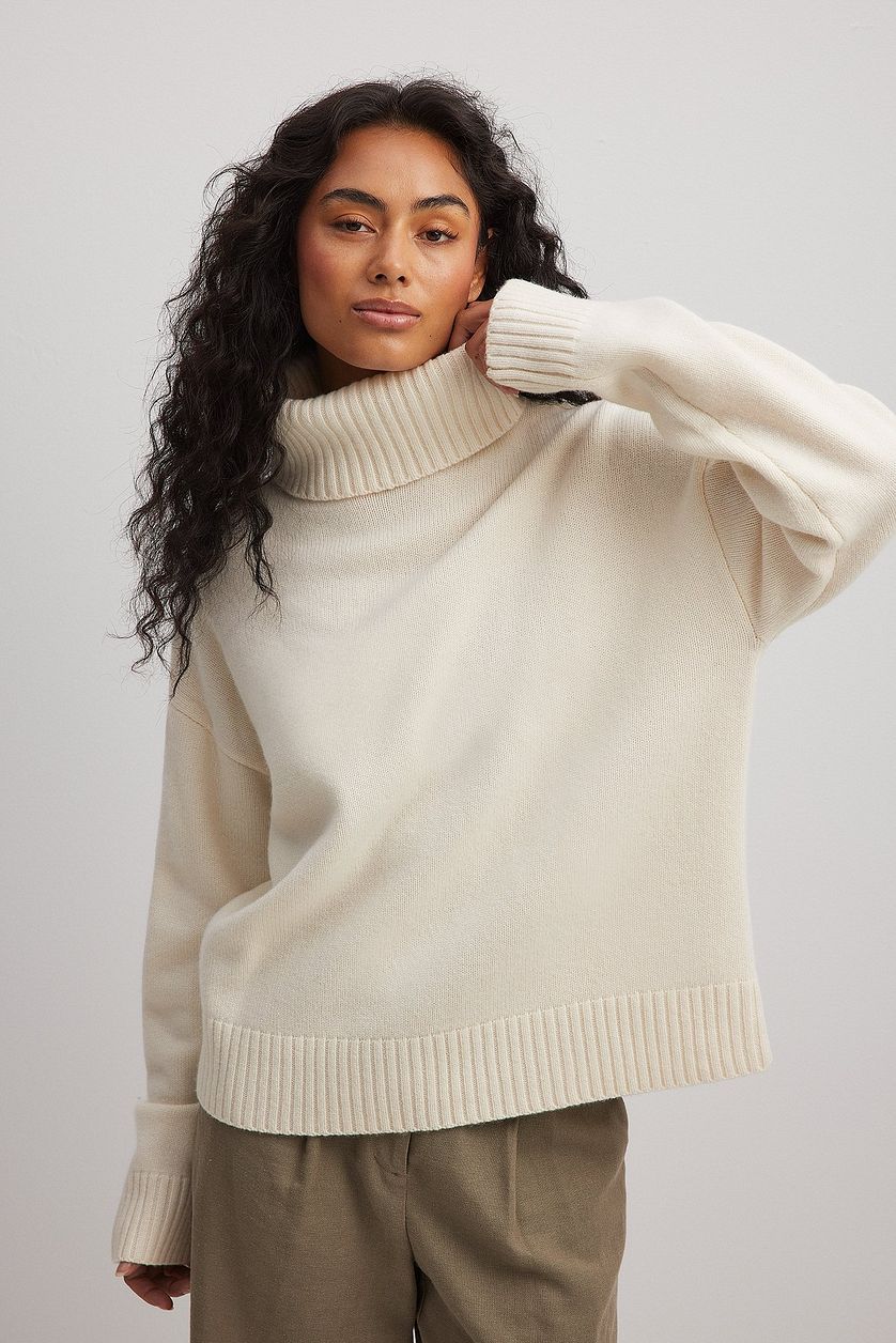Damen lässiger Rollkragenpullover aus feinem Strickmaterial Drune