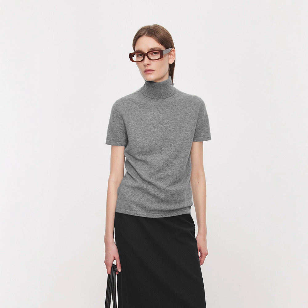 Damen elegantes und bequemes T-Shirt mit Stehkragen Drune