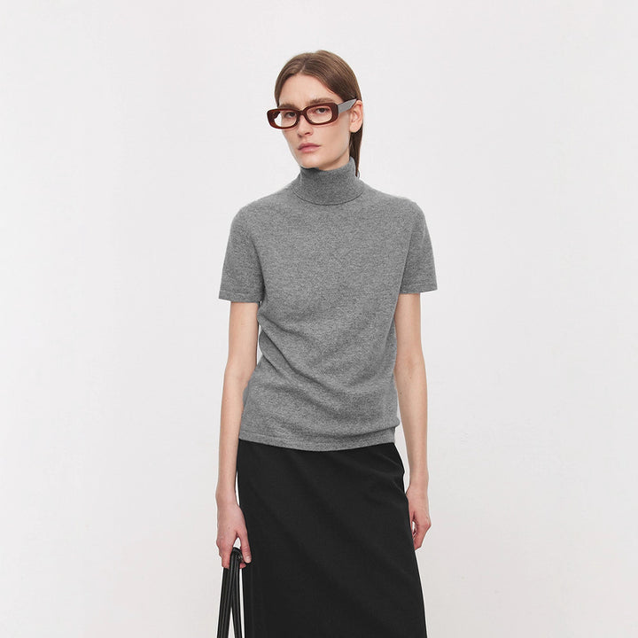 Damen elegantes und bequemes T-Shirt mit Stehkragen Drune