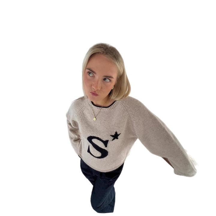 Damen Modischer Strickpullover mit grafischem Design und lässigen Hosenschnitt Drune