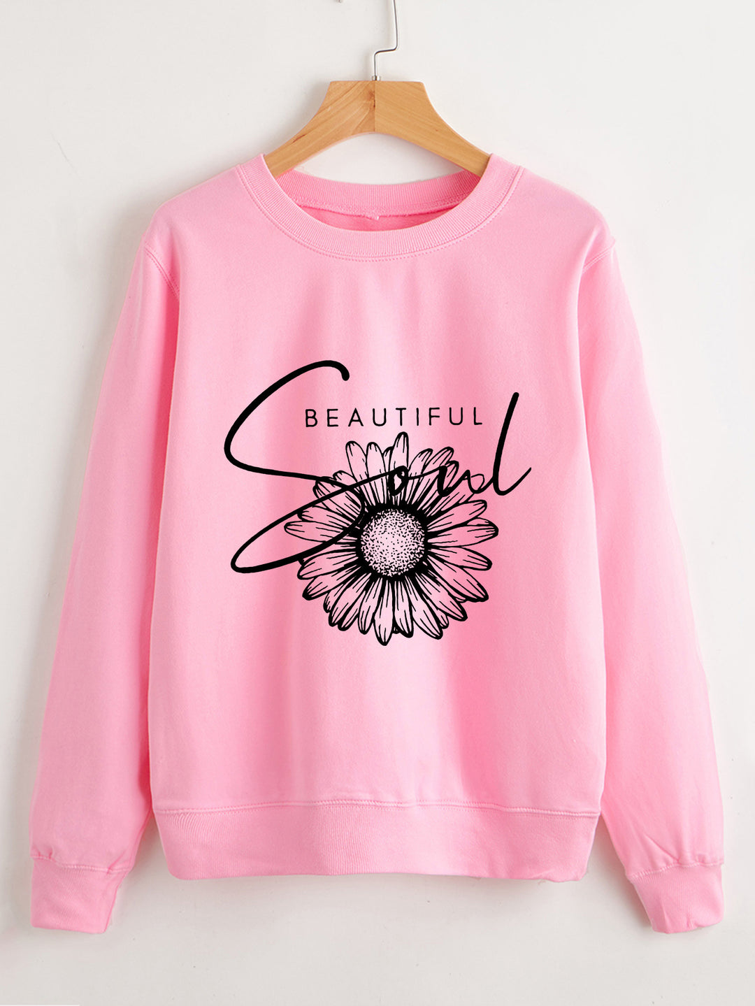 Damen Sweatshirt mit floralem Motiv und inspirierendem Schriftzug Drune
